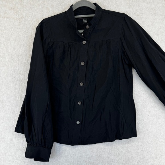 Banana Republic Tops - Banana Republic Womens XXS Black Mandarin Collar Balloon Sleeve Blouse NWT